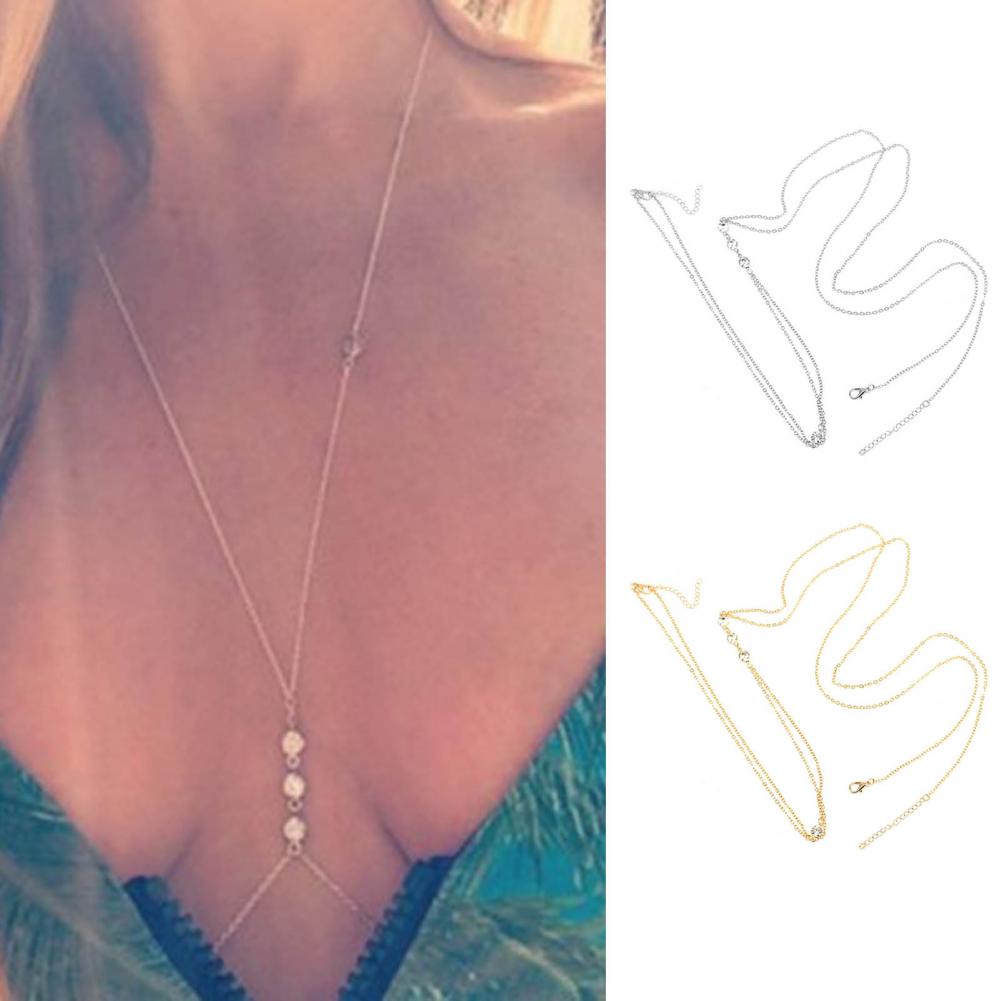 Bikini Body Chain Attractive Women Cross Bikini Chest Body Chain Geometric Bikini Belly Chain