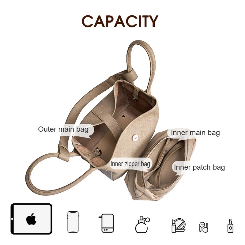 y Genuine Leather Vegetable Basket Womens Handbag Temperament Soft Bucket Bag Portable Commuting Crossbody Bags 241111