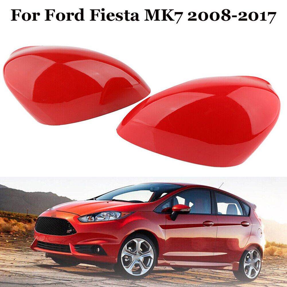 2/1pcs Car Side Rear View Wing Mirror Cover Cap Red For Ford Fiesta 7 2008-2017 Exterior Parts Replacement fb0db