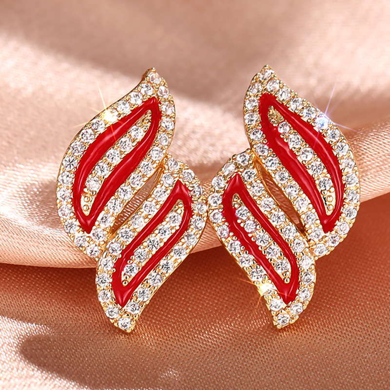 Earrings Designer Classic Leaf Crystal Stud Women 925 Sterling Silver Diamond Stud Earrings White Zirconia Stud Luxury Wedding Jewelry