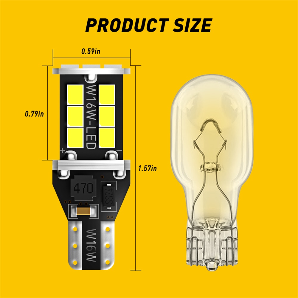 AUXITO 2Pcs T15 LED No Error 921 912 W16W LED Canbus Car Backup Reverse Bulb Lights Parking Lamp 6000K White Super Bright 1200LM
