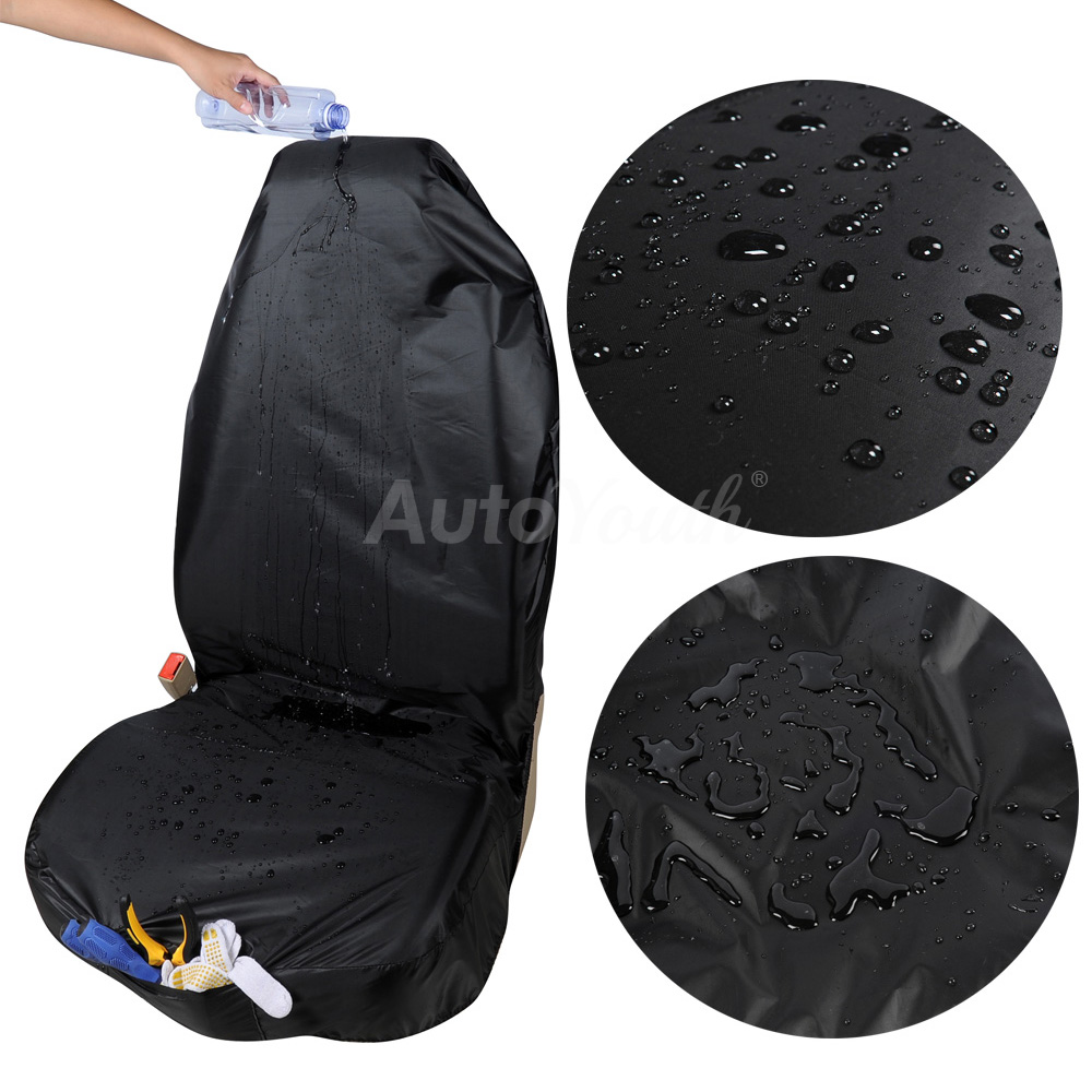AUTOYOUTH Universal Heavy Duty Front Seat Covers Car Van Black Waterproof Protectors 1Pcs