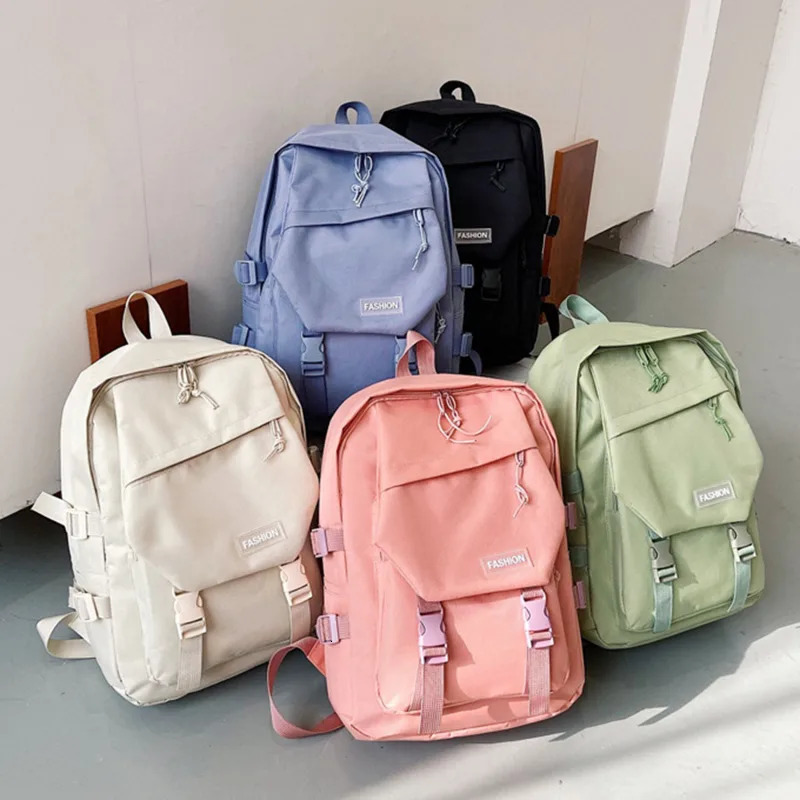 Simple backpack large capacity travel bag solid Harajuku student backpack womens backpack unisex version 241111