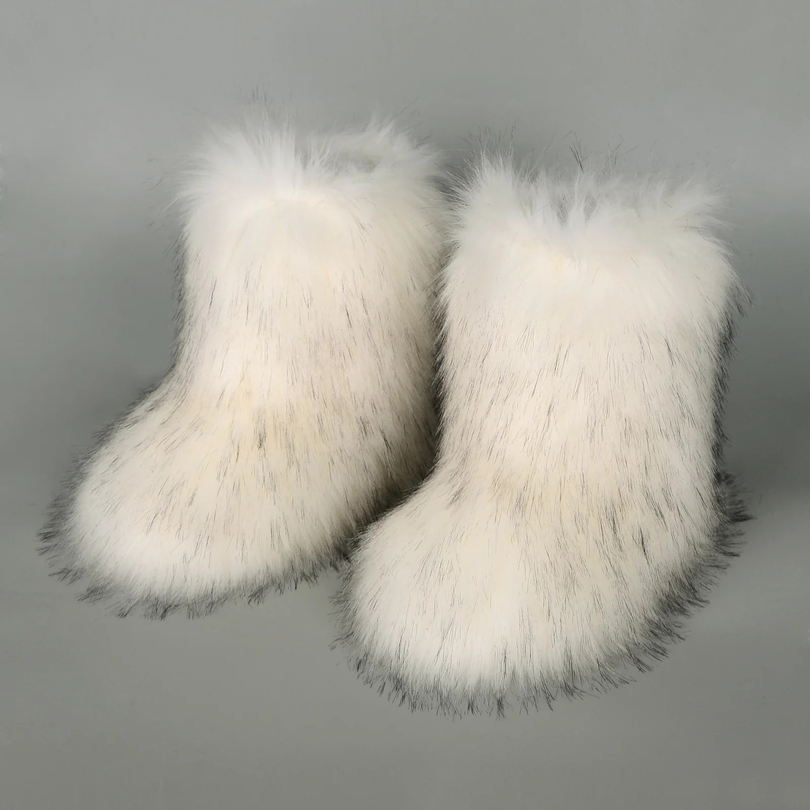 Winter Faux Fur Boots Women Warm Fluffy Snow Boots Footwear Female Furry Fox Fur Bottes Fashion Winter Shoes 241112
