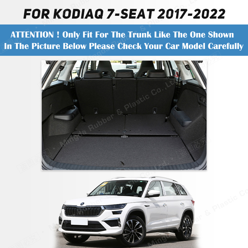 Auto Full Coverage Trunk Mat For SKODA Kodiaq 7-Seat 2017-2023 22 21 20 19 18 Car Boot Cover Pad Interior Protector Accessories afd36