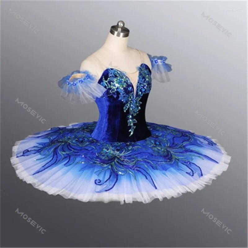 Stage Wear Royal Blue Professional Ballet Tutu Competiton Skirt Women Pink Classical Costume Dress For