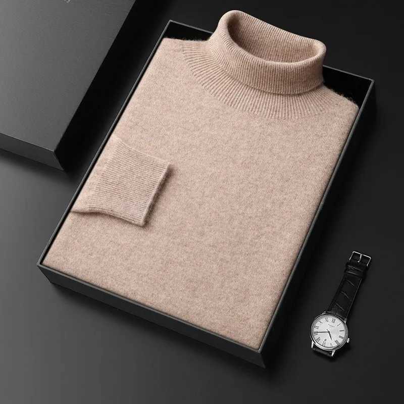 Cashmere wool turtle neck mens zipper autumn and winter soft warm bottom jumper knitted sweater top W2411111