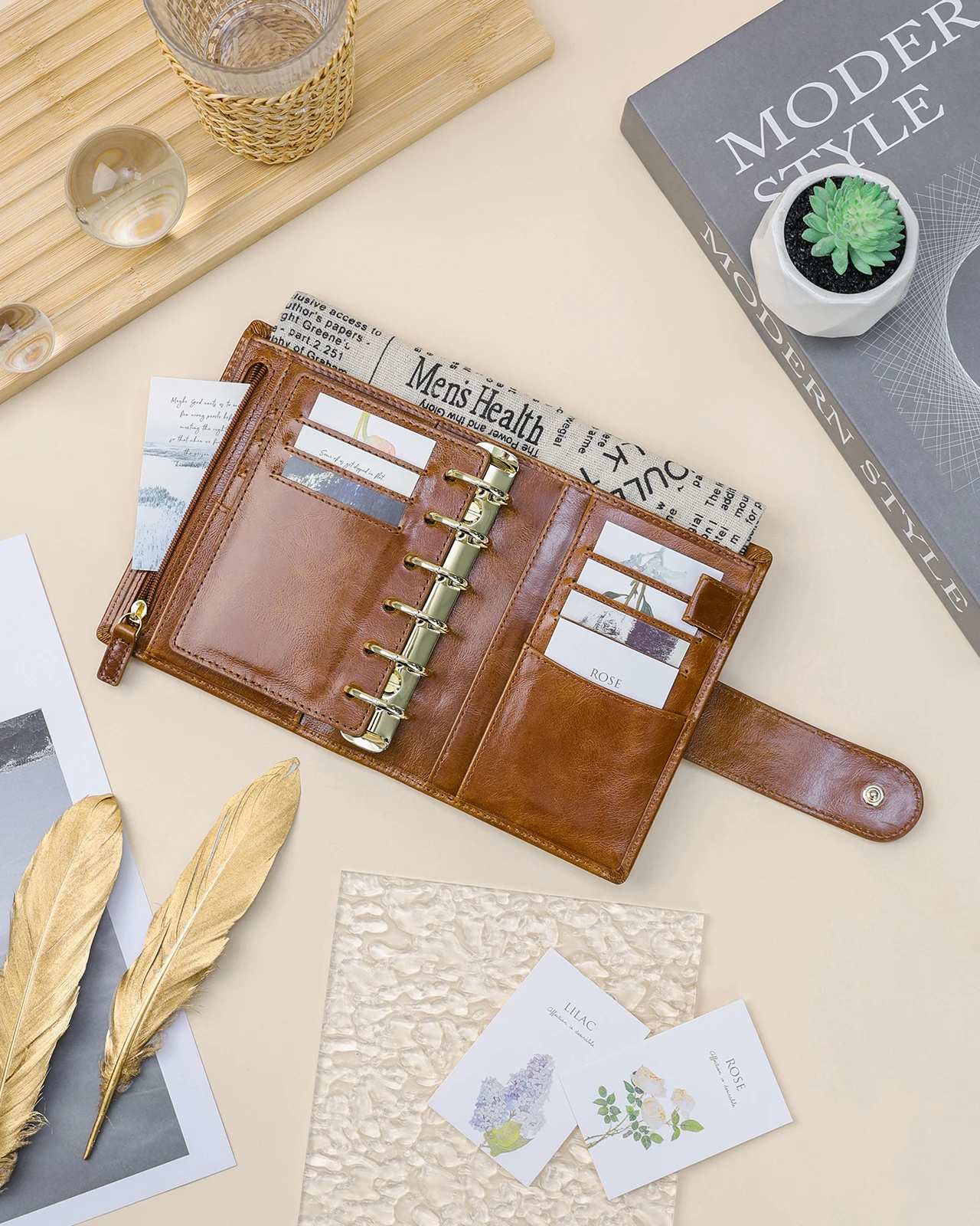 Smartfee Pocket Budget Planner A7 planer Binders Oil Waxy Skin Genuine Leather Organizer Notebook Agenda