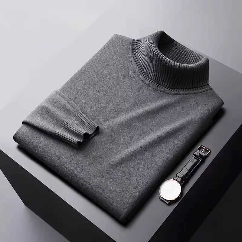High end fashion turtle neck sweater mens winter new item solid color Korean version loose casual warm knit sweater W2411111