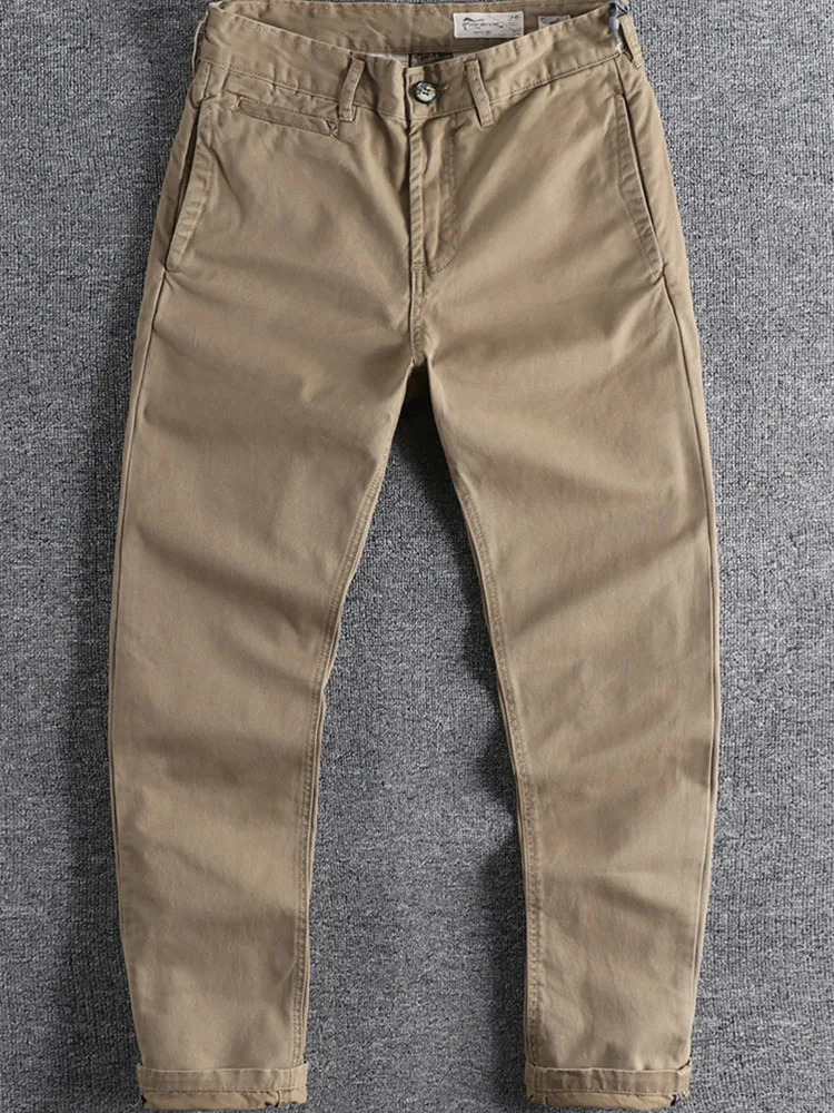 3316# Spring and Autumn American Retro Woven Twill Cargo Pants Mens Simple 100% Cotton Washed Old Slim Straight Trousers 241112