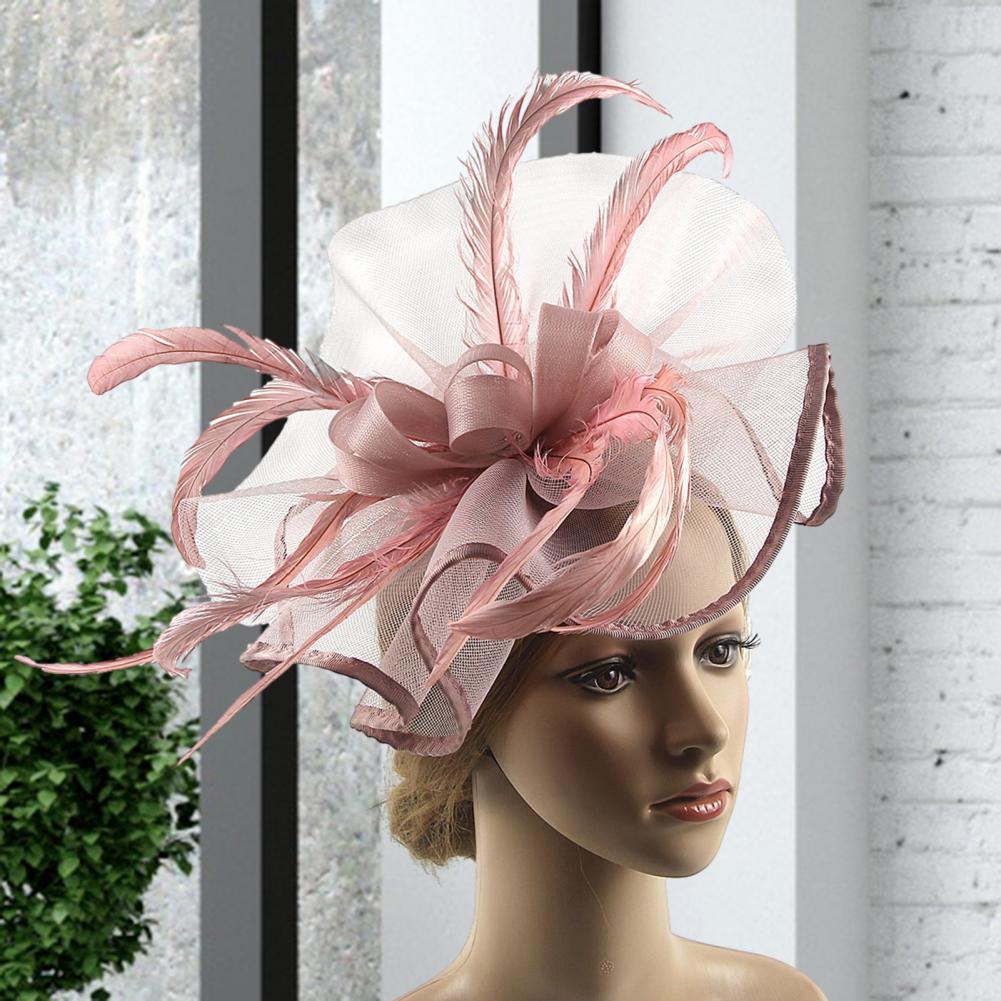 Women Veils Retro Feather Fascinator Hat Pillbox Hat ddmysmile Tail Tea Party Veils Headwear Bridal Fascinator Hat Hair Accessories Smile
