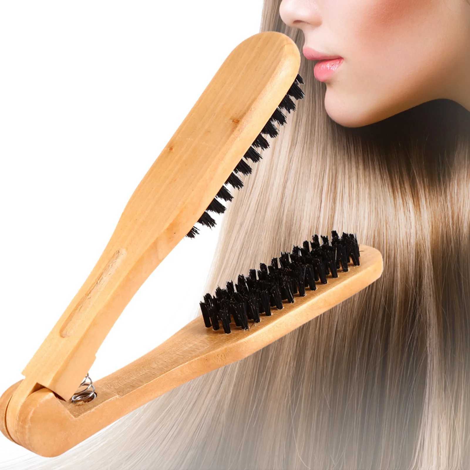 Professional hair clipper double brush wooden brush anti-static straight hair tool comb hair clipper tool W241112
