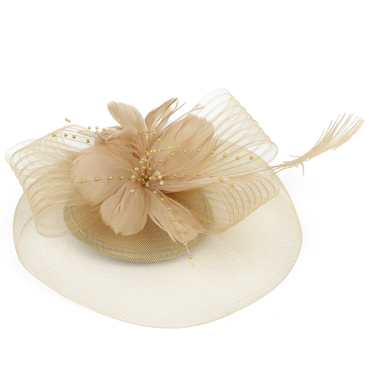 Women Ascot Fascinator Hat Feather Flower Mesh Hair Clip Kentucky Derby Photography Headwear tail Tea Party Accessor 5