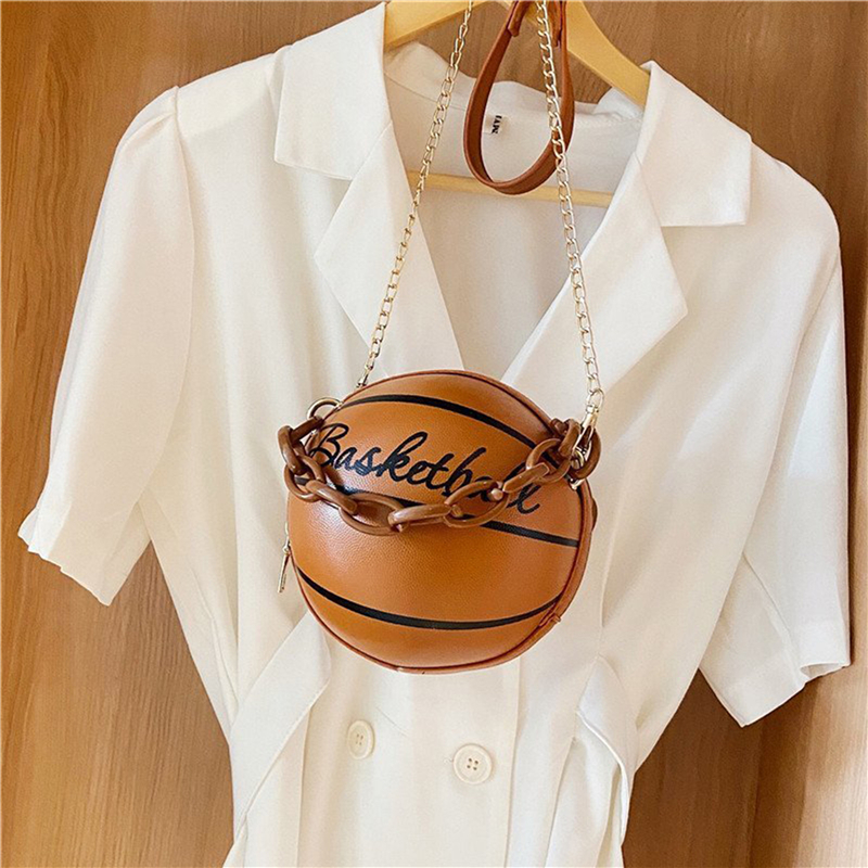 Women Ball Handbag Round Basketball Shape Small Handbags Casual PU Leather Female Crossbody Bags Crossbody Girls Coin Purse