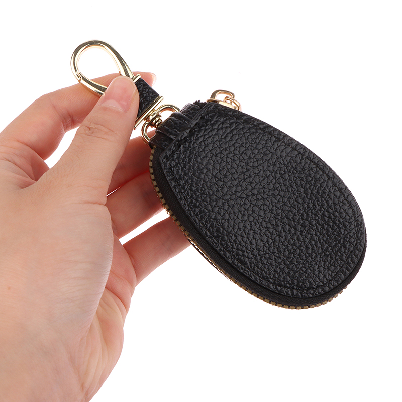 Classic Leather Car Key Bags for Men Women Keychain Holder Organizer Wallet Zipper Hook Key Pouch Coin Purse