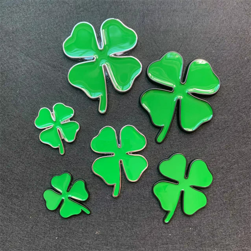 Metal Four-Leaf Clover Body Trim Side Label Lucky Grass Personality Alpha Car Tail Cover scratch Sticker