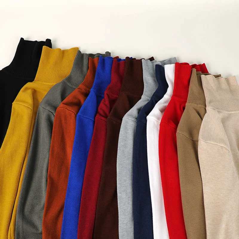 Mens fashionable casual slim fit pullover classic turtle neck long sleeved sweater comfortable office work solid sweater for men W2411111
