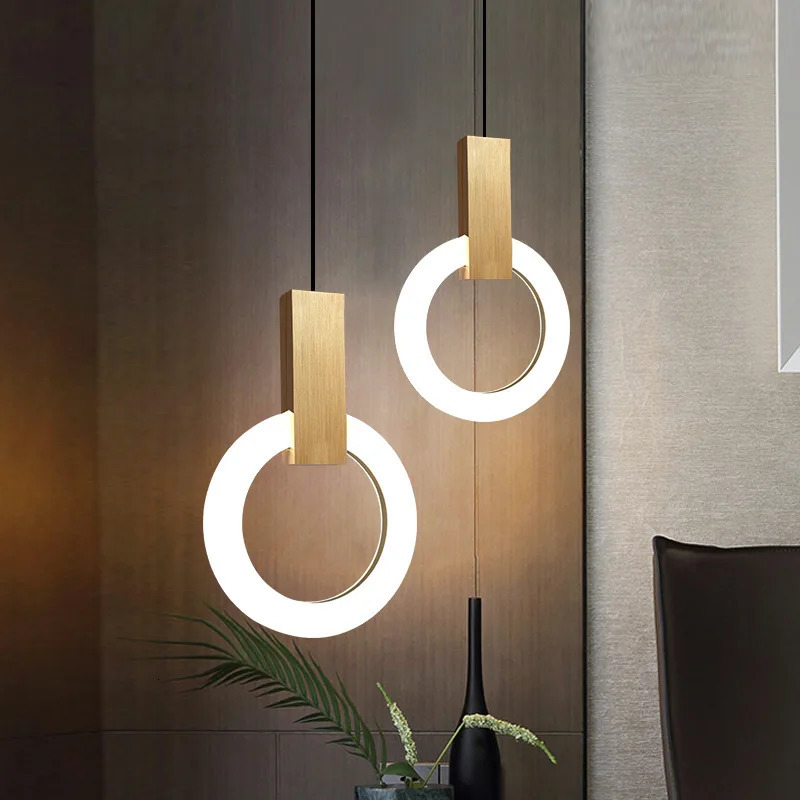 Nordic simple LED pendant light living room staircase ring pendant light creative dining room bedroom LED pendant light 241111
