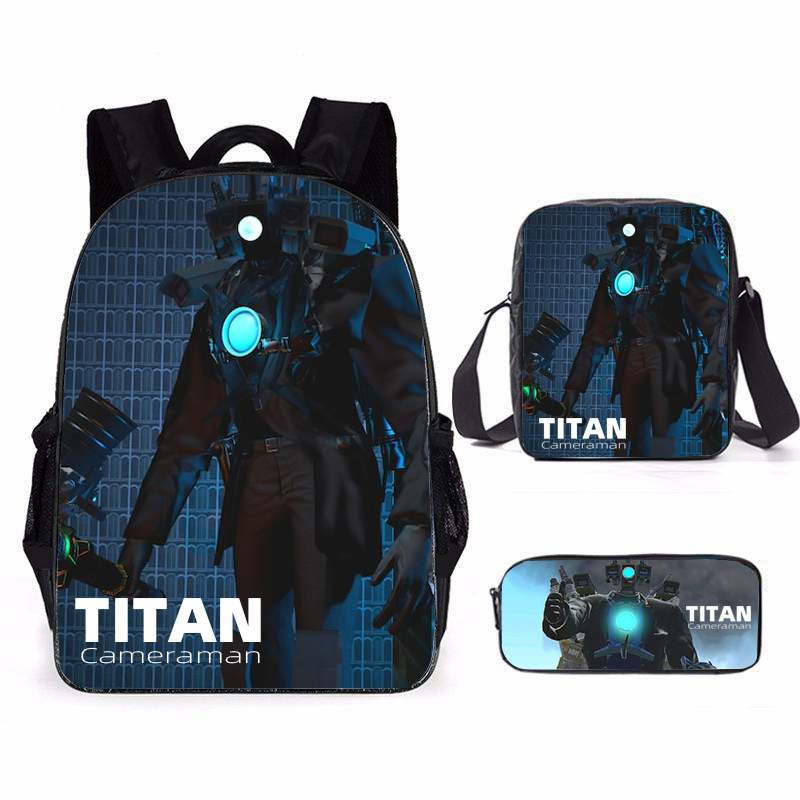 3Pcs Set skibidi toilet Mochila Titan Cameraman Backpacks Bookbag Students School Bags Anime kid Laptop Rucksack Shoulder Bag db61f