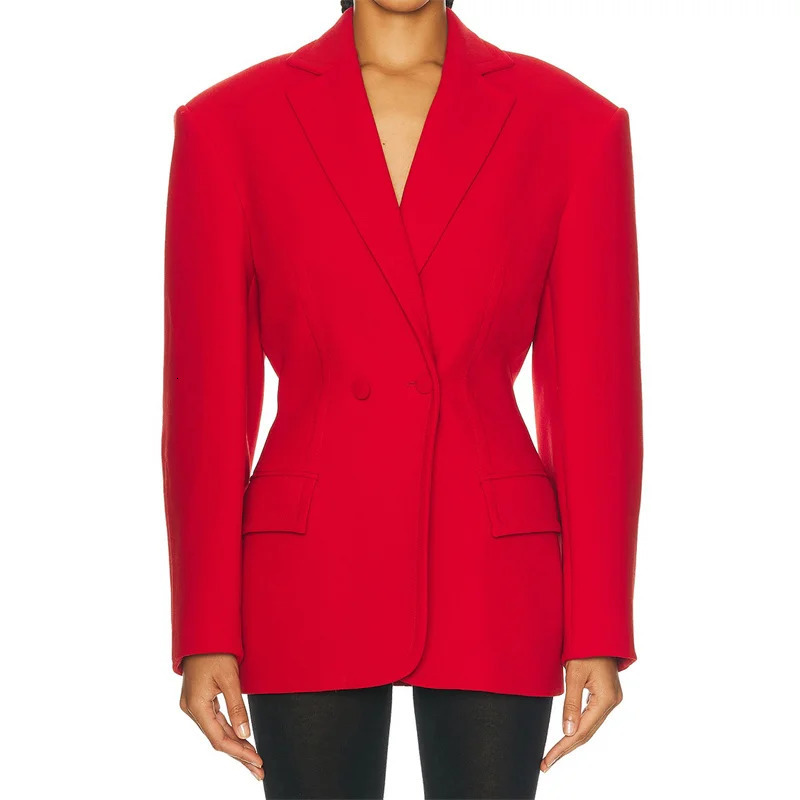 womens blazer autumn in outerwears double breasted slim fit Womens suit jacket High quality long sleeved top 241112