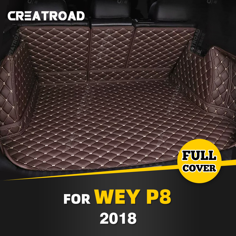 Auto Full Coverage Trunk Mat For WEY P8 2018 Anti-Dirty Leather Car Boot Cover Pad Cargo Liner Interior Protector Accessories 64cbb