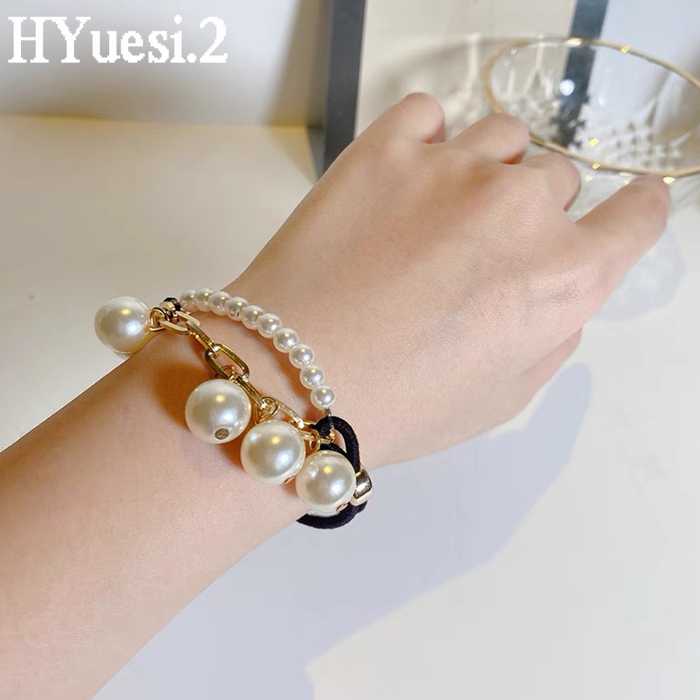 3pcs/Set Faux Pearl Hair Ties Women Girls Elastic Rhinestone Hair Rope Bracelet 85b79 5 d4430