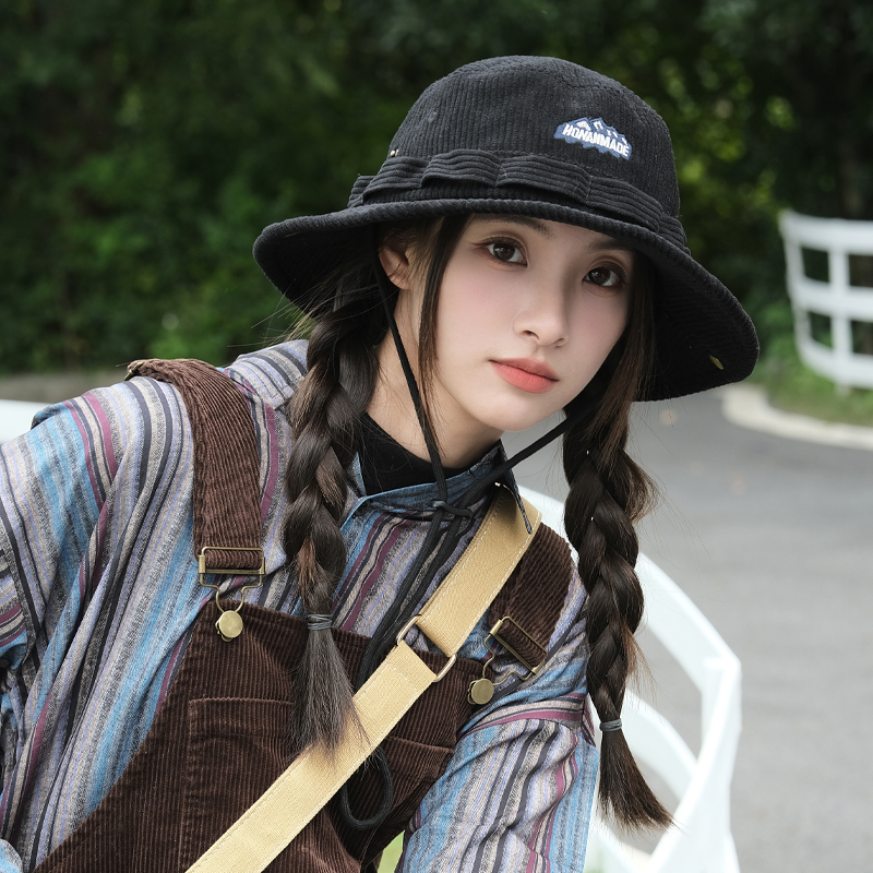 Ins Retro Corduroy Drawstring Bucket Hats Women Autumn and Winter Outdoor Mountaineering Fishing Western Cowboy Men's Caps 08d63 5 4e04c
