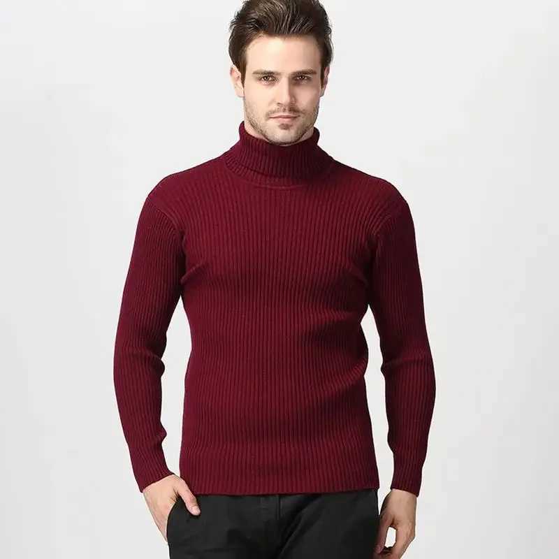European Turtleneck Mens Sweater Daily Casual Sweater Jumper Vertical Stripe Knitted Ultra Thin White Sweater W2411111