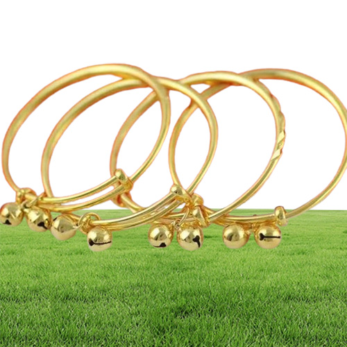 Jewelry Baby Bells Bracelet Bangles 24K Yellow Gold Color Bangles Bracelet for Babies Kids