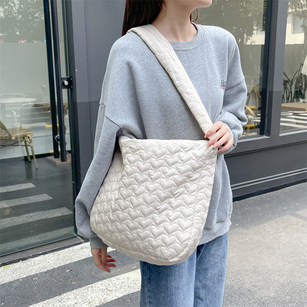 Women Travel Hobo Bag Solid Quilted Padded Crossbody Bag Large Capacity Zipper Shoulder Tote Purse Bag for Work Outing Daily Use