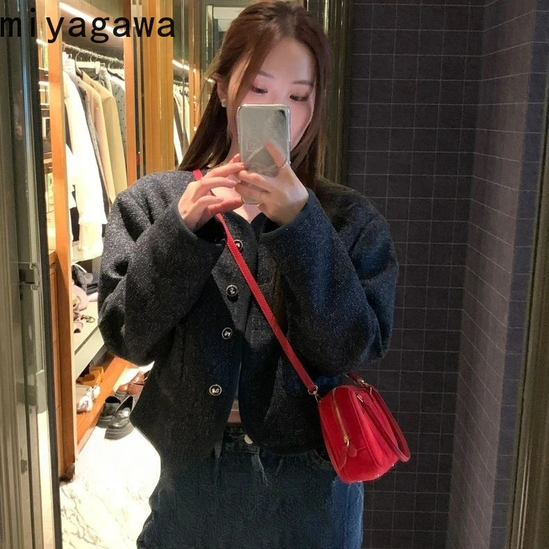 Miyagawa Spring Summer Korean Fashion Handbag Suede Cusal One Shoulder Crossbody Bags 241111