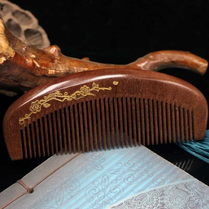 Natural Golden Sandalwood Comb Crescent shaped Anti static Comb Curling Wood Brush Used for Hair Comb Massage Hair Health Tool W241112
