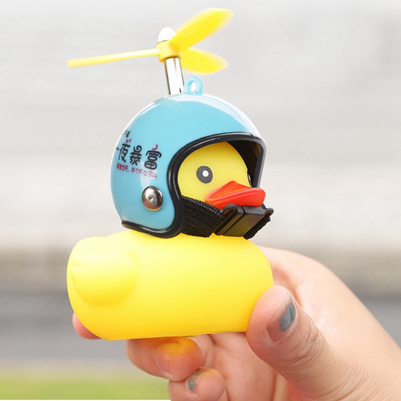 Cute Duck with Helmet Broken Wind Small Ornaments Bicycle Decor Cycling Driving Ducks with Propeller Bike Motorcycle Pendant