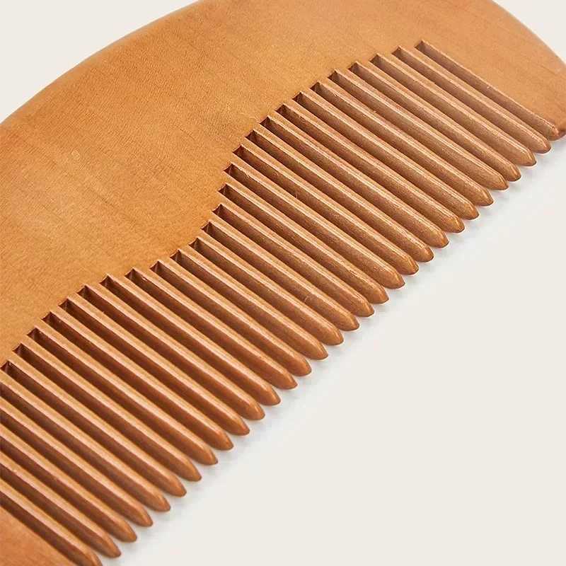 Wood grain beard comb mens mustard hair brush fine fur teeth perfect beard cream essential oil comb W241112