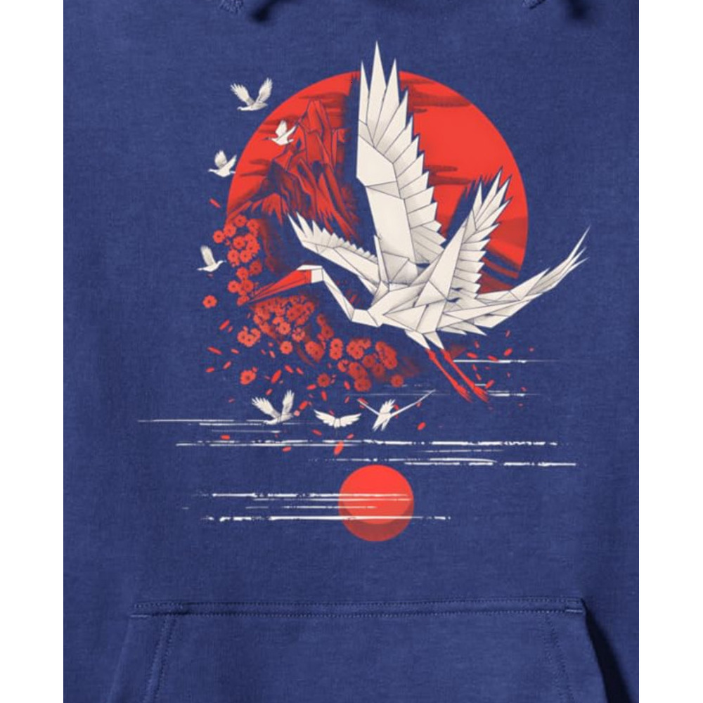Hoodie for Mens Womens Japanese Art Crane Bird Japan Mount Fuji Aesthetic Design Pullover Hoodie Graphic Hoodies sweatshirt