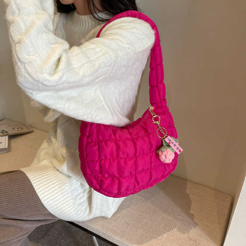 Womens Bag Handbags Shoulder Crossbody Bags Casual Bubble Down Cotton Korean Version Fashionable Pleated Cloud Bag 241112