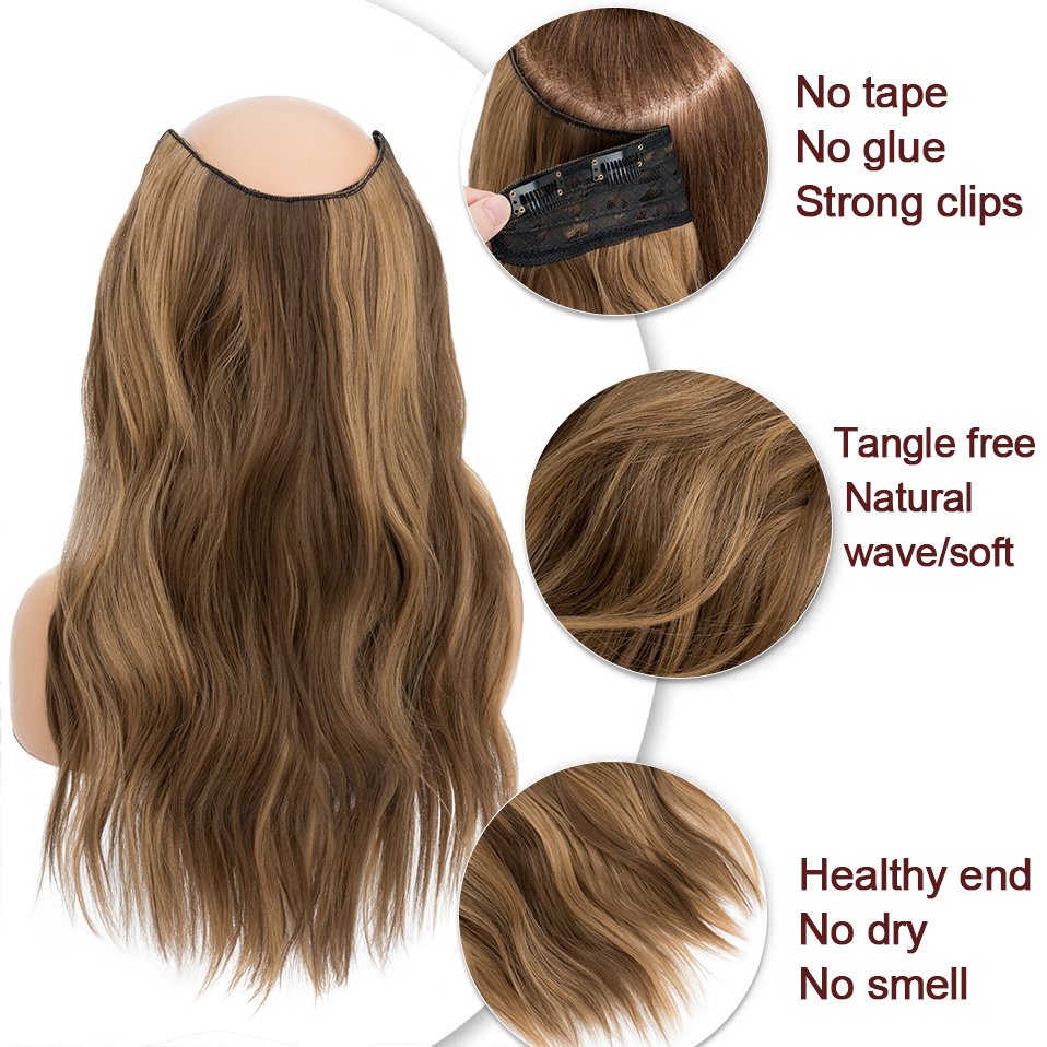 Benehair Clip in Hair Extensions with 5 Clips V-Shaped One Piece Hair Extensions 160g 18inch Long Synthetic Hairpieces for Women 66ff5