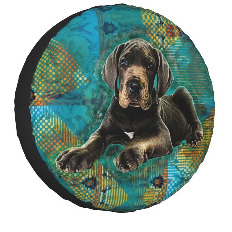 Great Dane Puppy Dog Spare Tire Cover for Jeep Mitsubishi Pero German Mastiff Deutsche Dogge Dust-Proof Car Wheel Covers