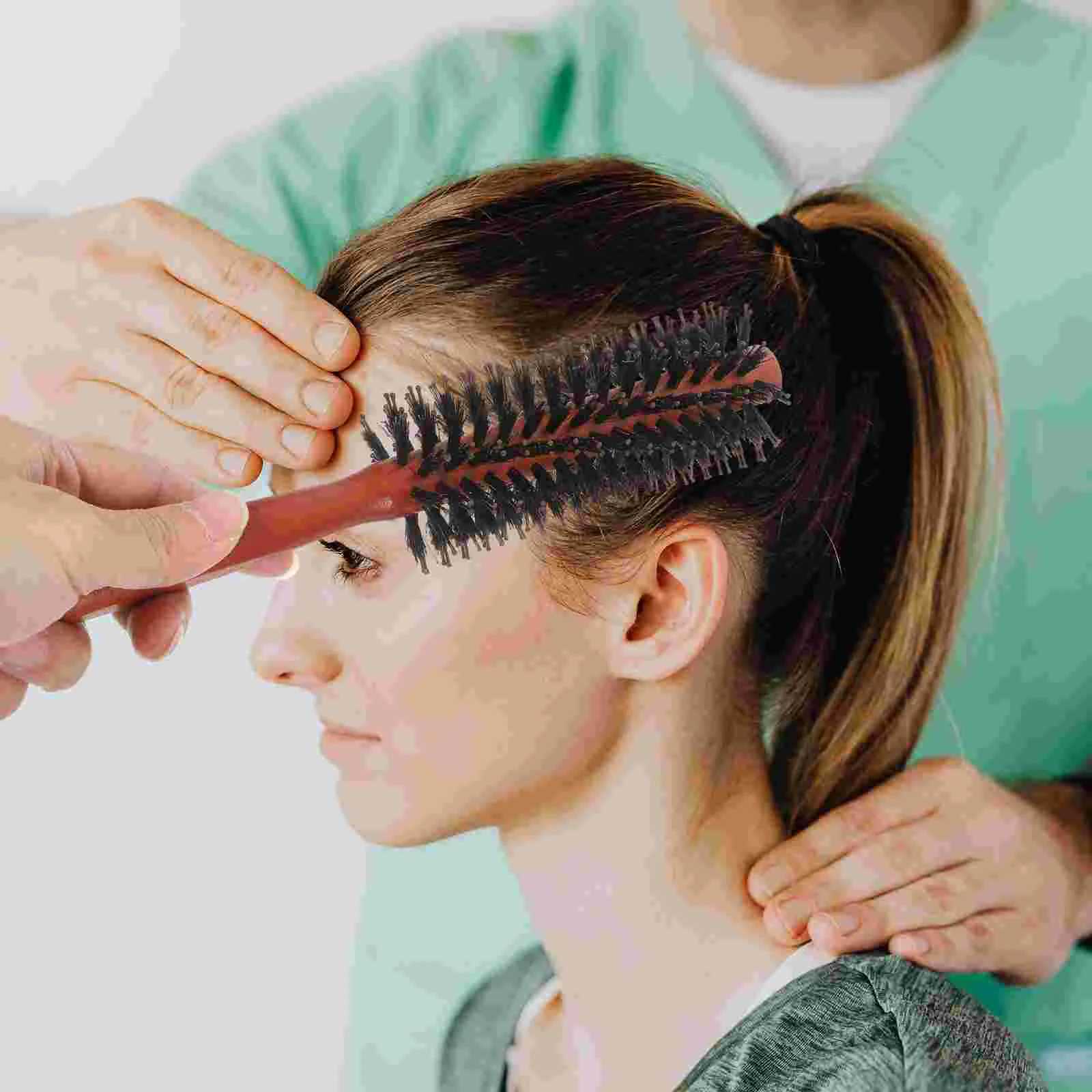 Curling hair dryer round comb suitable for women with curly hair bamboo and wood ladies W241112