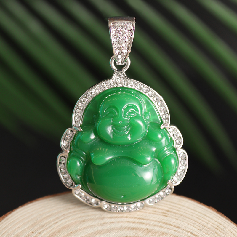 Classic Natural Stone Maitreya Buddha Statue Pendant Necklace Men's and Women's Wedding Party Jewelry Wealth Amulet Gift