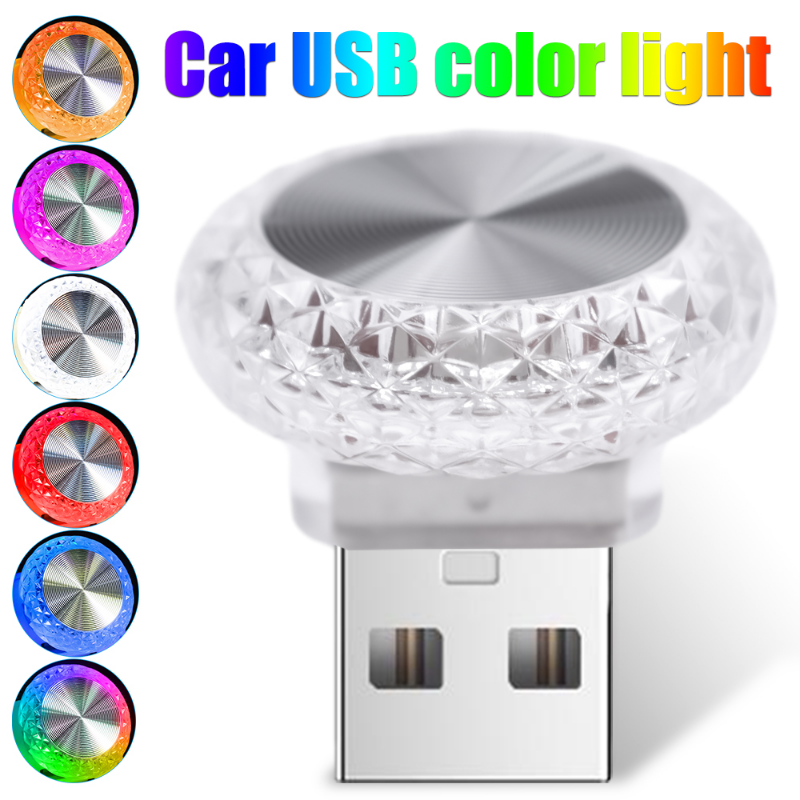 Car Lights Mini USB LED Night Atmosphere Auto Ambient Lighting Colorful Lamps Decorative Interior Accessories 23118 5
