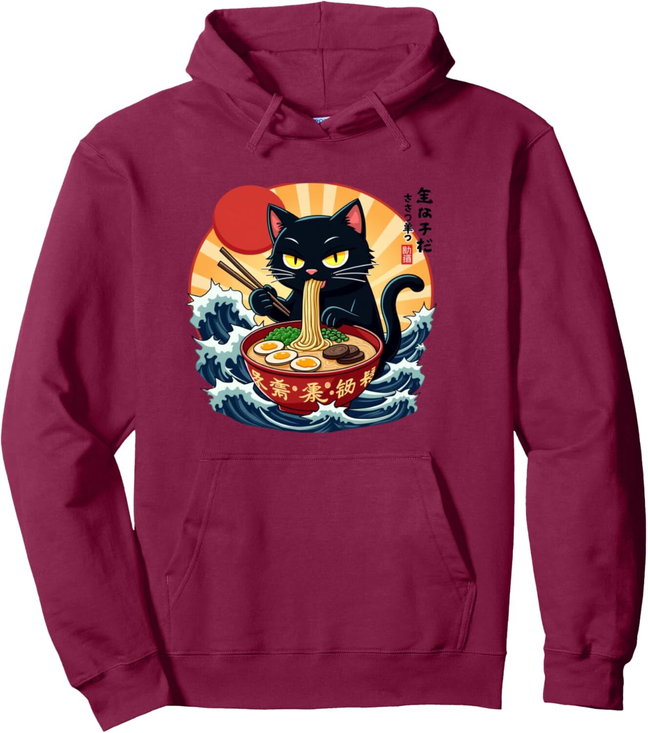 Hoodie for Mens Womens Cat Eat Ramen Japanese Funny Graphic Kawaii Cat Anime Gift Pullover Hoodie Graphic Hoodies sweatshirt