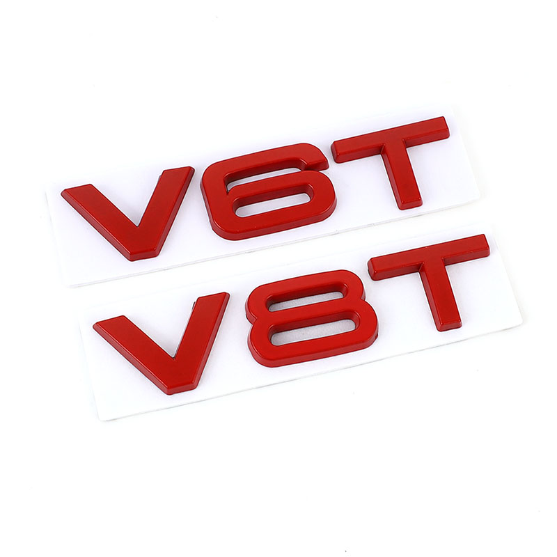 Car Sticker 3D V6T V8T Metal Emblem Badge Decals Displacement Stickers for Audi S3 S4 S5 S6 S7 S8 A4L A5 A6L A7 Q3 Q5 Q7