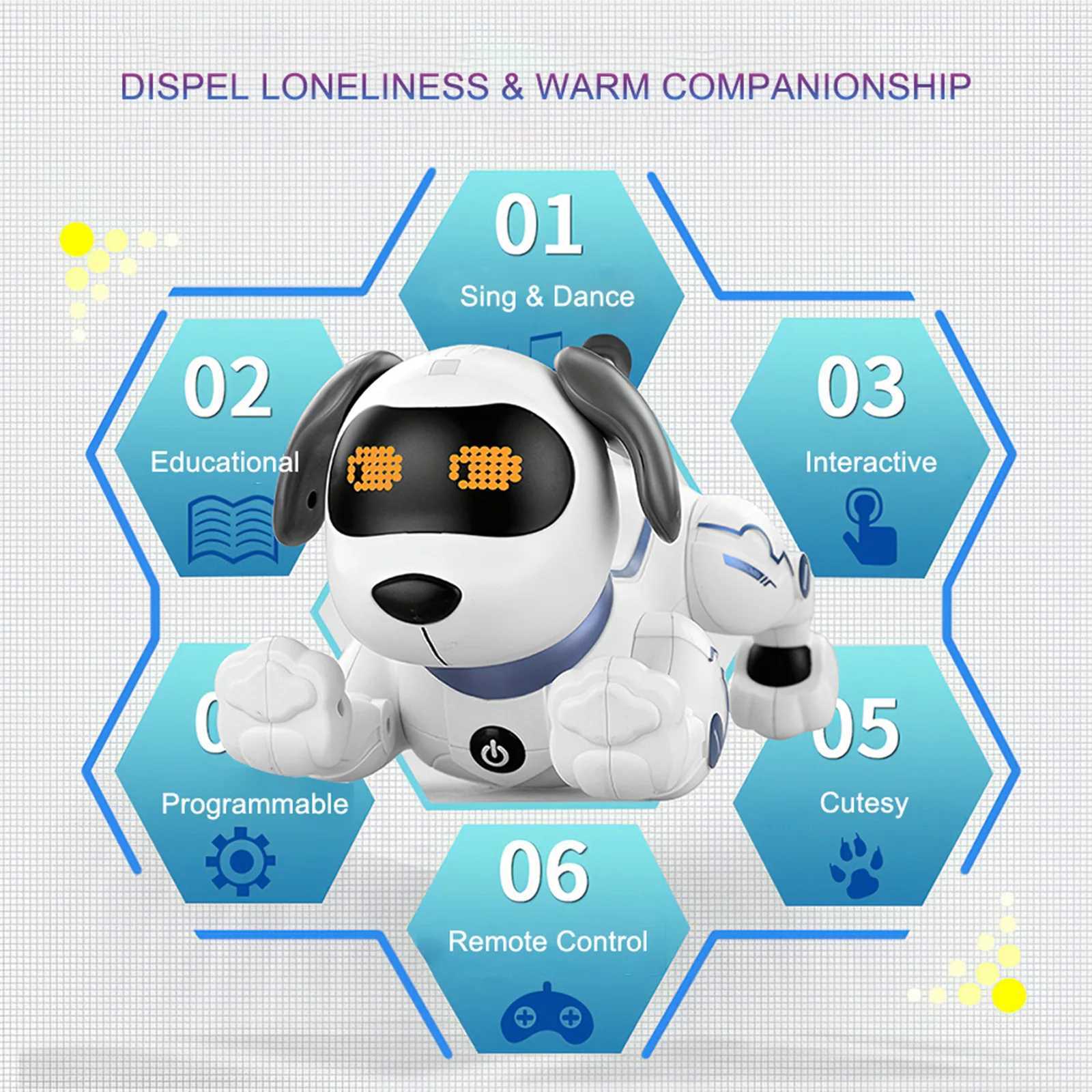 Electric/RC Animals RC Robot Dog Electronic Walking Dog Intelligent Touch Remote Control Pet Dog Toys Childrens Toys Boys and Girls GiftsL2404