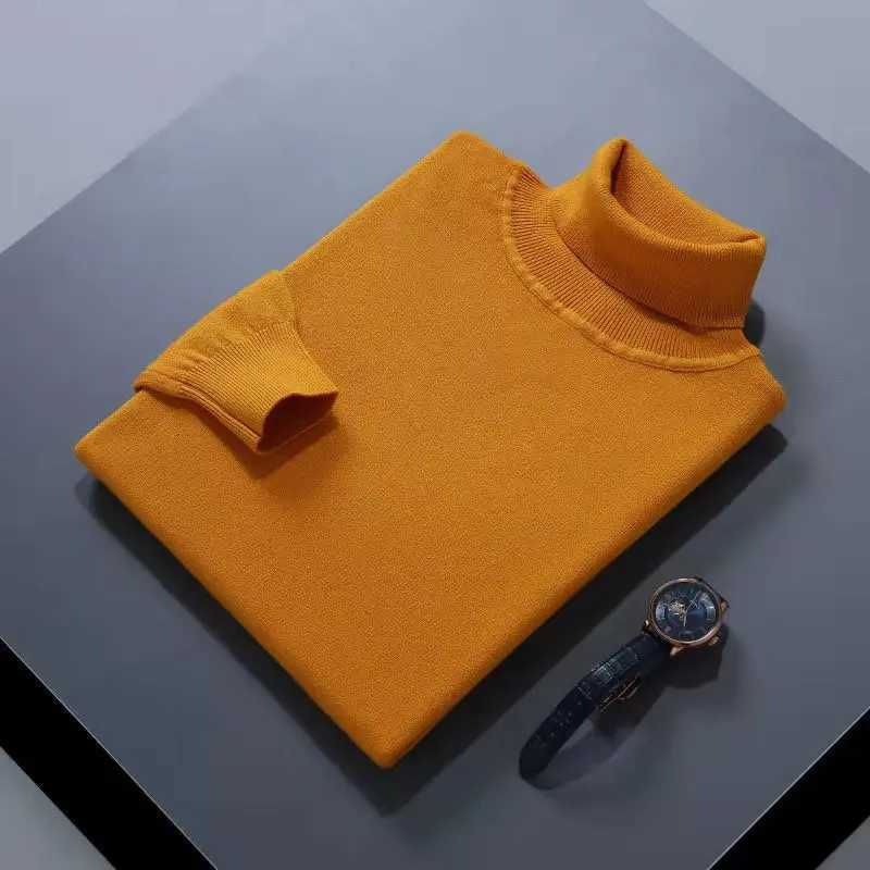 Cashmere cotton blend turtle neck mens sweater 2024 autumn and winter clothing roll neck cross neck knitted drawstring W2411111