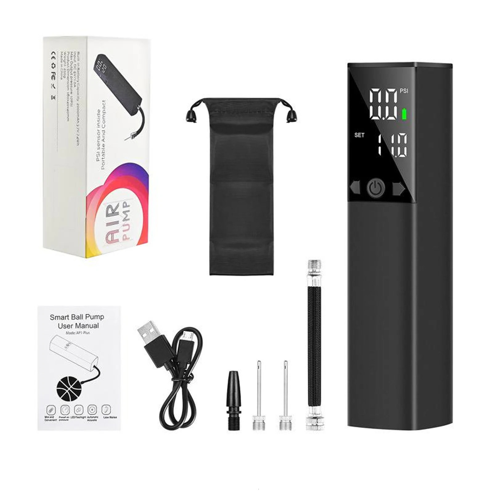 Football ball pump electric ball pump portable air pump for fast inflation with precision pressure gauge and LCD display for football and basketball 2