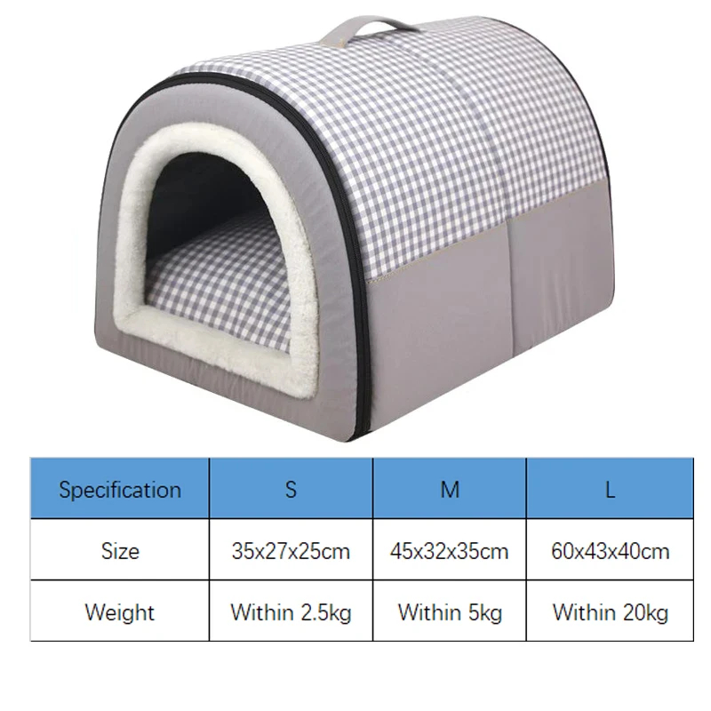 Enclosed Warm Bed for Small Medium Dogs Foldable Waterproof Dog Cave House Removable Cat Nest Basket Pet Supplies