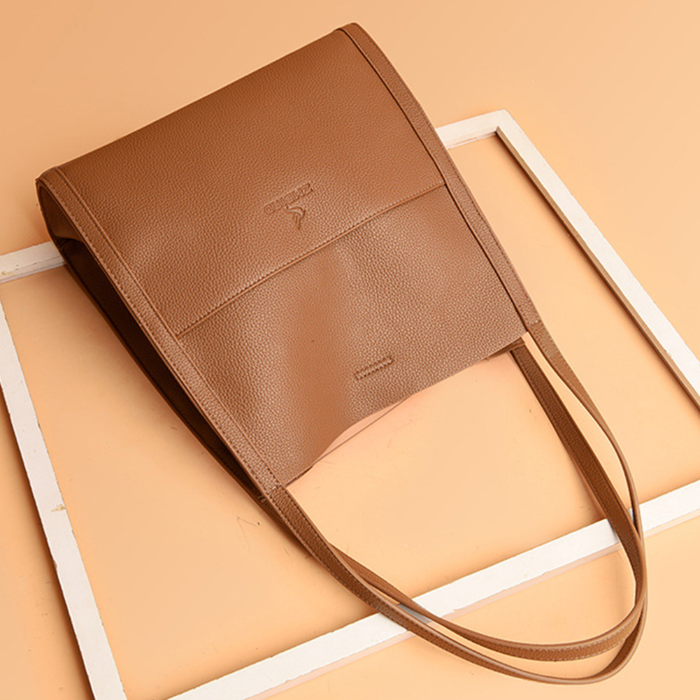Bolso de mano de PU con cremallera para mujer, bolso informal, bolso de hombro de cuero Simple, bolso versátil, bolso de compras