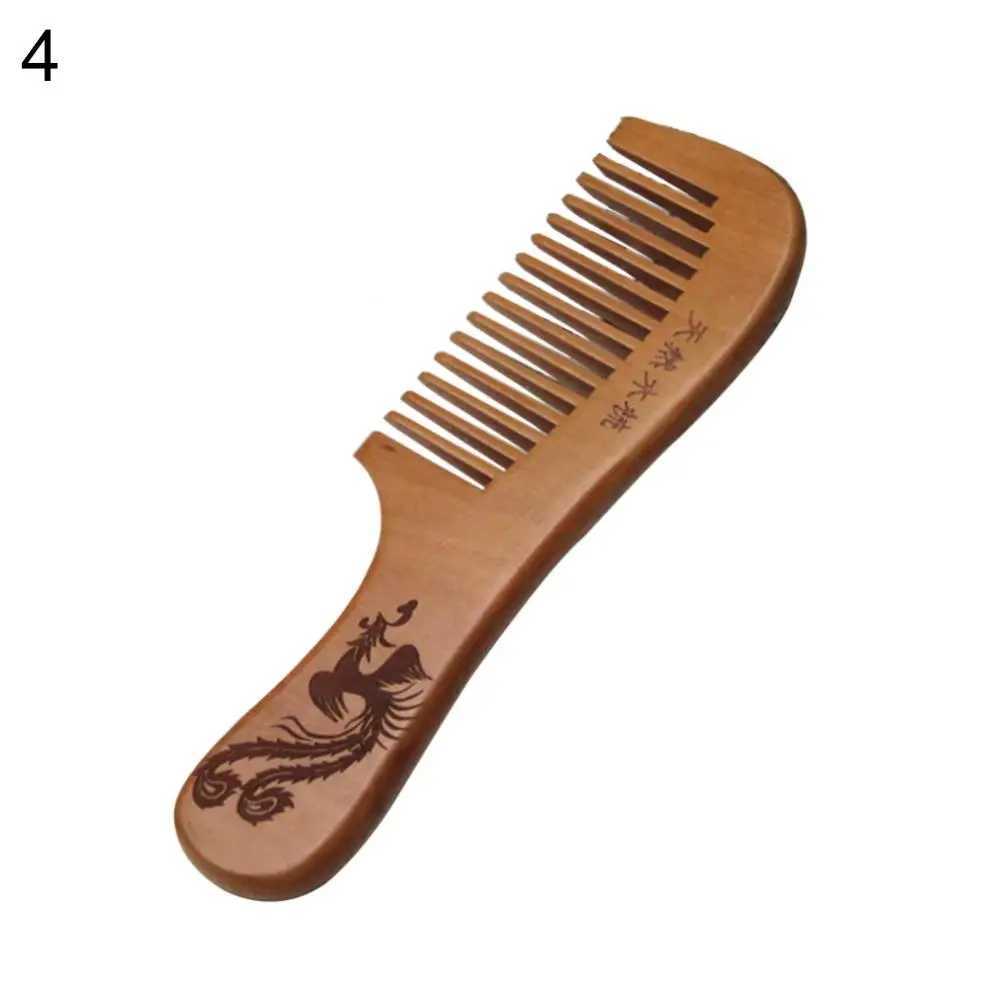 Dragon Phoenix Carving Peach Wood Health Massage Anti static Hair Care Comb Hair Care Wood Tools Beauty Accessories W241112