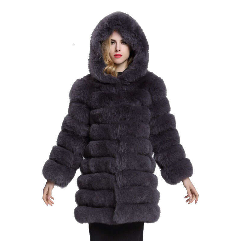 shanshi fur coat women Haining imitation fox new women's casual long sleeved fur coat
